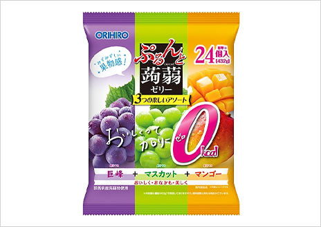 ぷるんと蒟蒻ゼリー大袋　0kcal 巨峰＋白桃＋マンゴー