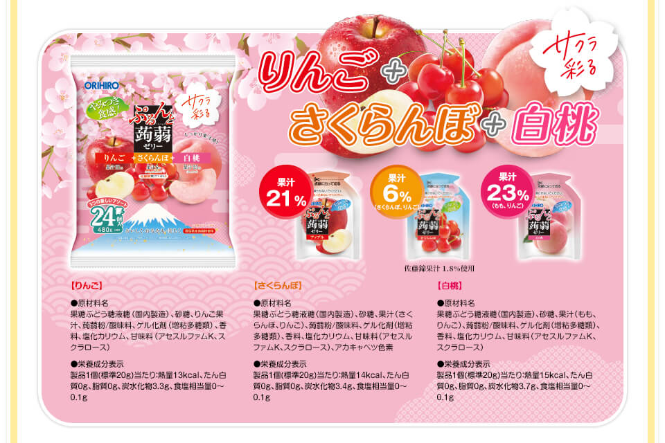 サクラ彩る リンゴ+さくらんぼ+白桃